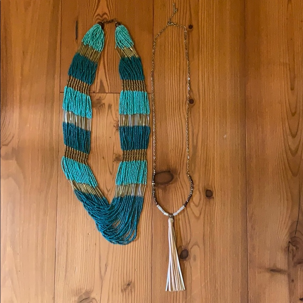 Beaded and Tassel Necklace Set